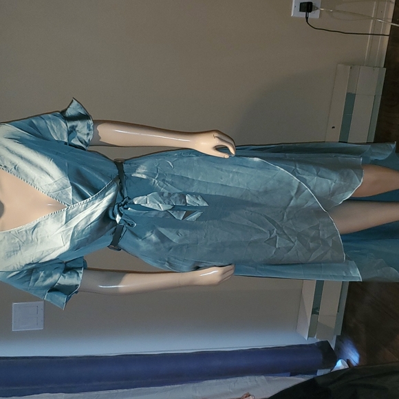 New Missguided Pastel Sage Green Ruffle Belted Maxi Dress Summer - Picture 3 of 10